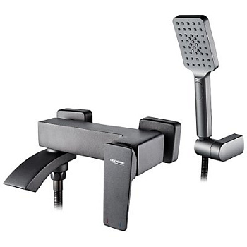 Смеситель L3178U для ванны с коротким пов. изливом, дивертор встроен в излив, графит (латунь) LEDEME